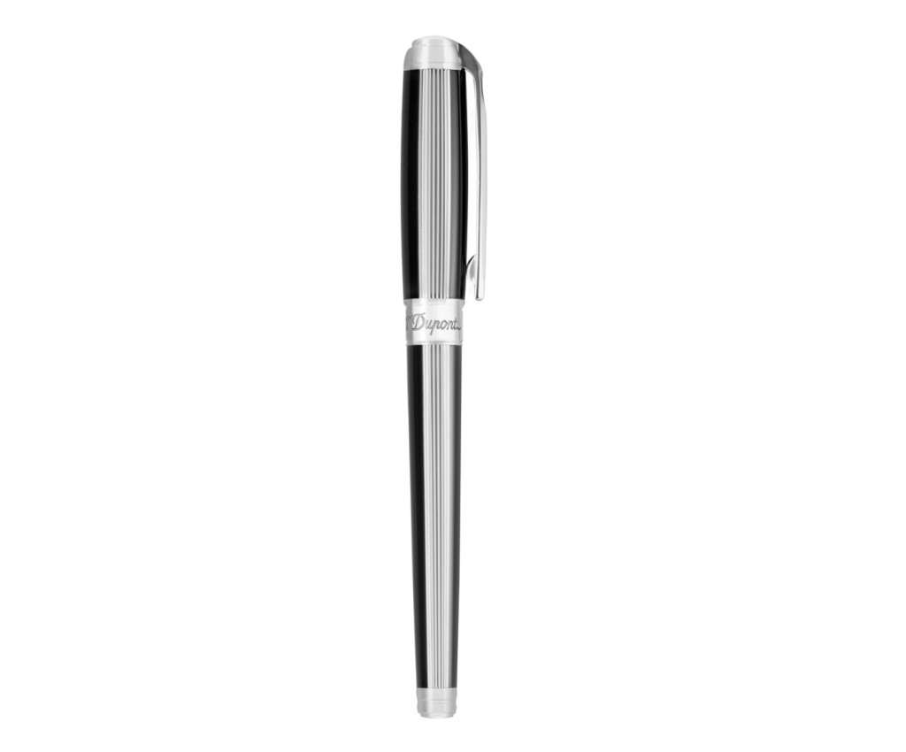 Line D Medium Windsor Black Lacquer &amp; Palladium Rollerball Point Pen